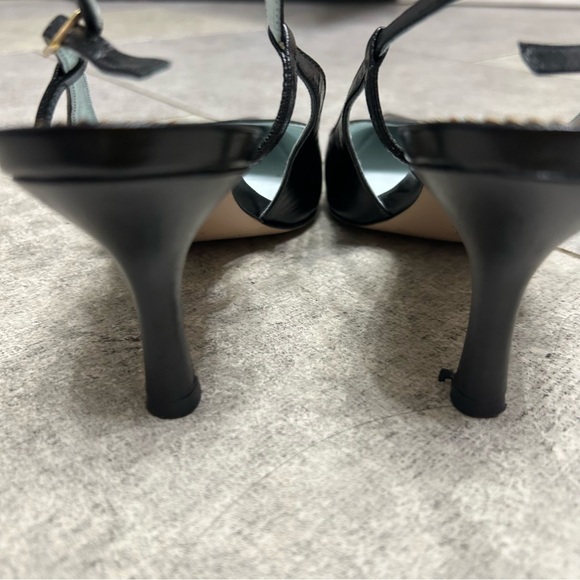 ANTONIO MELANI Black leather Pointed Slingback Heels - Picture 5 of 8